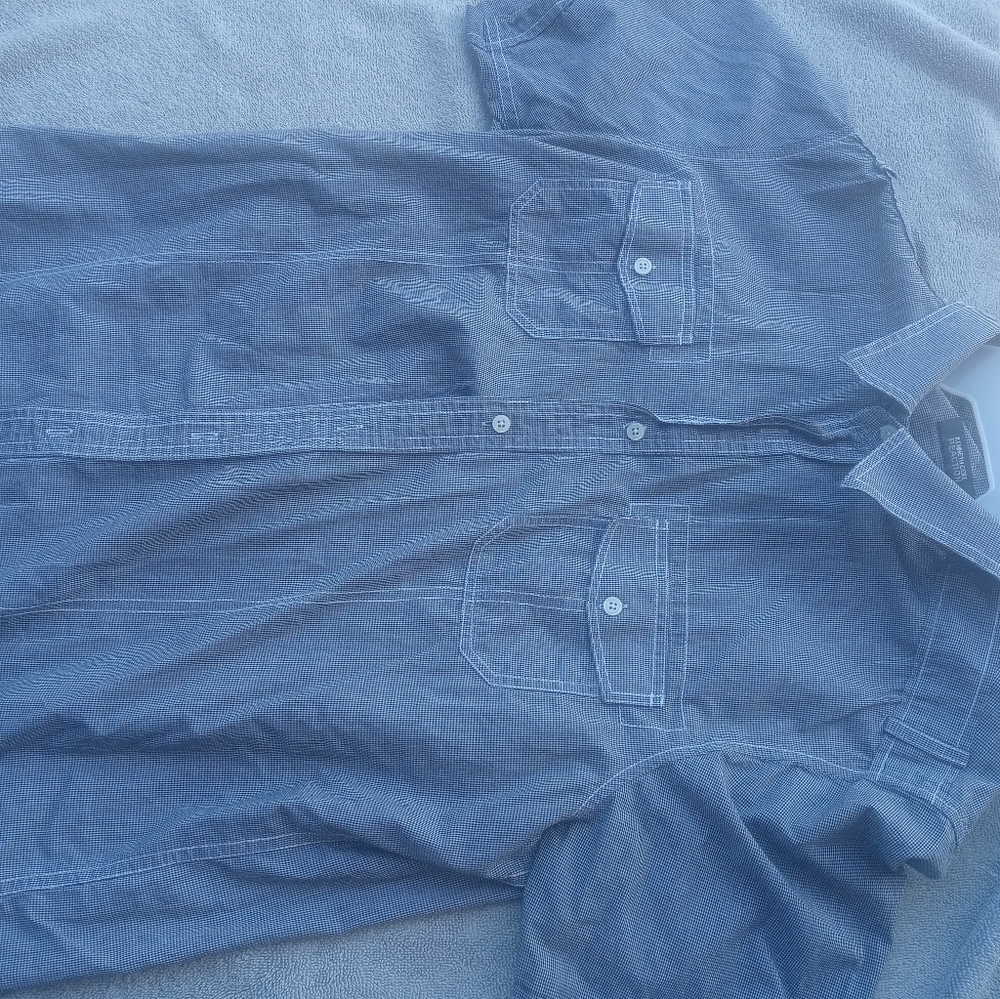 Mens blue Kenneth Cole short sleeve dress shirt size lg